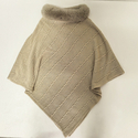 women's Knit Cape With Faux Fur Collar Shawl