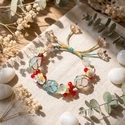 handmade Woven Bracelet With Monet Garden Butterfly Flower Design