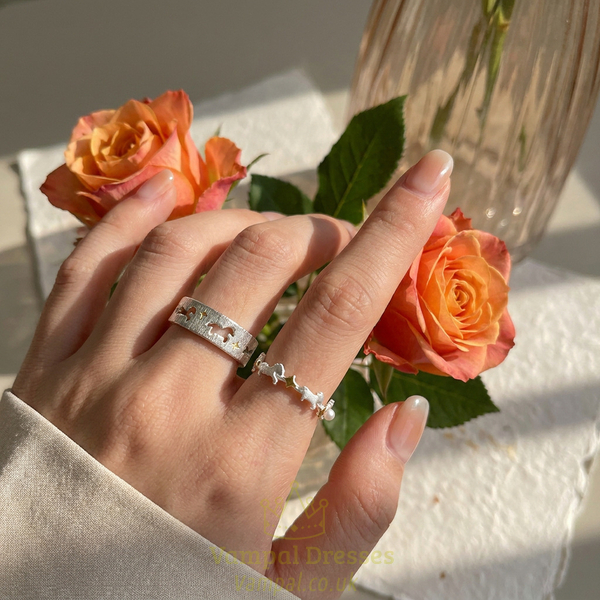 minimalistischer Sternenlicht Offener Zeigefinger Ring Gebürstete Oberfläche