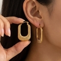 gold Pleated Horseshoe Ear Cuff Stainless Steel Minimalist Earrings For Women