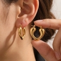 gold Pleated Horseshoe Ear Cuff Stainless Steel Minimalist Earrings For Women