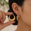 gold Pleated Horseshoe Ear Cuff Stainless Steel Minimalist Earrings For Women