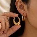 gold Pleated Horseshoe Ear Cuff Stainless Steel Minimalist Earrings For Women