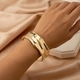 gold Wide Chain Bracelet With Round Disc Charm