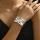 gold Wide Chain Bracelet With Round Disc Charm