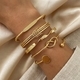 gold Wide Chain Bracelet With Round Disc Charm