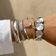 gold Wide Chain Bracelet With Round Disc Charm