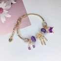 adjustable Beaded Four-Leaf Clover Bracelet With Lobster Clasp