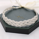handmade Hollow Pearl Rice Bead Woven Headband Hair Accessory