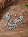 vintage Ethnic Style Teardrop Tassel Necklace And Earrings Set