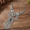 vintage Marquise Rhinestone Tassel Collar Necklace
