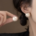 korean Style Large Pearl Stud Earrings For Women