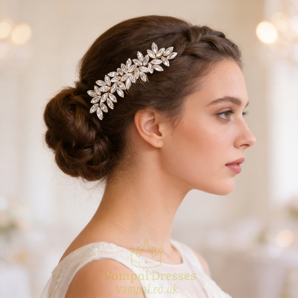 handmade Minimalist Rhinestone Bridal Hair Comb