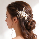 handmade Light Luxury Bridal Hair Comb Soft Clay Flower