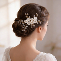 handmade Light Luxury Bridal Hair Comb Soft Clay Flower