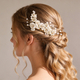 white handmade White Flower Bridal Hair Comb Elegant Beaded Updo Accessory