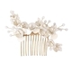 white handmade White Flower Bridal Hair Comb Elegant Beaded Updo Accessory