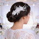 silver forest Style Floral Rhinestone Hair Comb With Faux Pearl