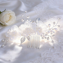 silver forest Style Floral Rhinestone Hair Comb With Faux Pearl