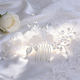 silver forest Style Floral Rhinestone Hair Comb With Faux Pearl