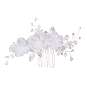 silver forest Style Floral Rhinestone Hair Comb With Faux Pearl