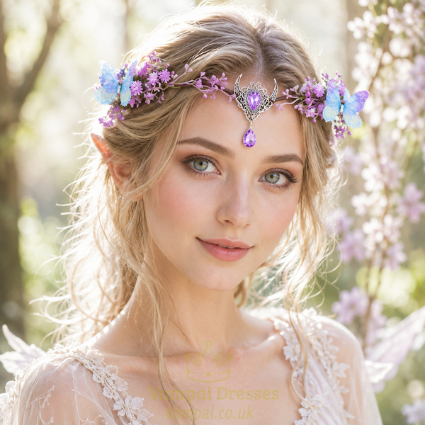pink-purple wreath artificial Flower Forehead Ornament Ethnic Style Headband