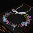 pink-purple wreath artificial Flower Forehead Ornament Ethnic Style Headband