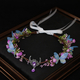 pink-purple wreath artificial Flower Forehead Ornament Ethnic Style Headband