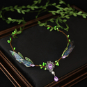 forest-Style Green Wreath Headband With Long Tassels