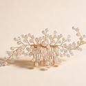 gold Faux Pearl Bridal Hair Comb Wedding Updo Insert