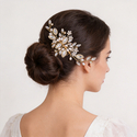 gold handmade Pearl Bridal Hair Comb Alloy Headpiece