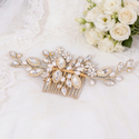 gold handmade Pearl Bridal Hair Comb Alloy Headpiece