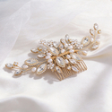 gold handmade Pearl Bridal Hair Comb Alloy Headpiece