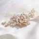 gold handmade Pearl Bridal Hair Comb Alloy Headpiece