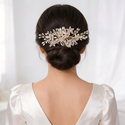 rose Gold Rhinestone Flower Hair Comb Bridal Headpiece