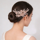 rose Gold Rhinestone Flower Hair Comb Bridal Headpiece