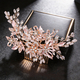 rose Gold Rhinestone Flower Hair Comb Bridal Headpiece