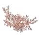 rose Gold Rhinestone Flower Hair Comb Bridal Headpiece