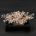 rose Gold Rhinestone Flower Hair Comb Bridal Headpiece