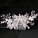 rose Gold Rhinestone Flower Hair Comb Bridal Headpiece