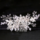 rose Gold Rhinestone Flower Hair Comb Bridal Headpiece