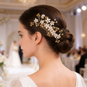 gold hair comb gold Handmade Faux Pearl Bridal Hair Comb With Rhinestones