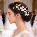 gold hair comb gold Handmade Faux Pearl Bridal Hair Comb With Rhinestones
