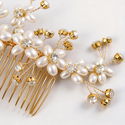 gold hair comb gold Handmade Faux Pearl Bridal Hair Comb With Rhinestones