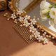 gold hair comb gold Handmade Faux Pearl Bridal Hair Comb With Rhinestones