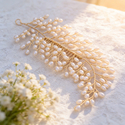 gold handmade Gold Pearl Bridal Hair Comb Vintage Wedding Headpiece
