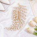 gold handmade Gold Pearl Bridal Hair Comb Vintage Wedding Headpiece