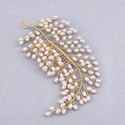 gold handmade Gold Pearl Bridal Hair Comb Vintage Wedding Headpiece