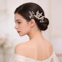 gold hair comb pearl Rhinestone Gold Leaf Bridal Hair Comb Handmade Wedding Updo Accessory