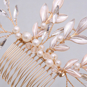 gold hair comb pearl Rhinestone Gold Leaf Bridal Hair Comb Handmade Wedding Updo Accessory
